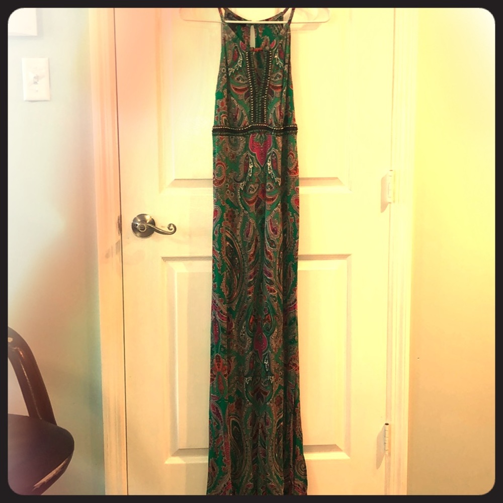 INC Paisley print maxi dress with beaded design